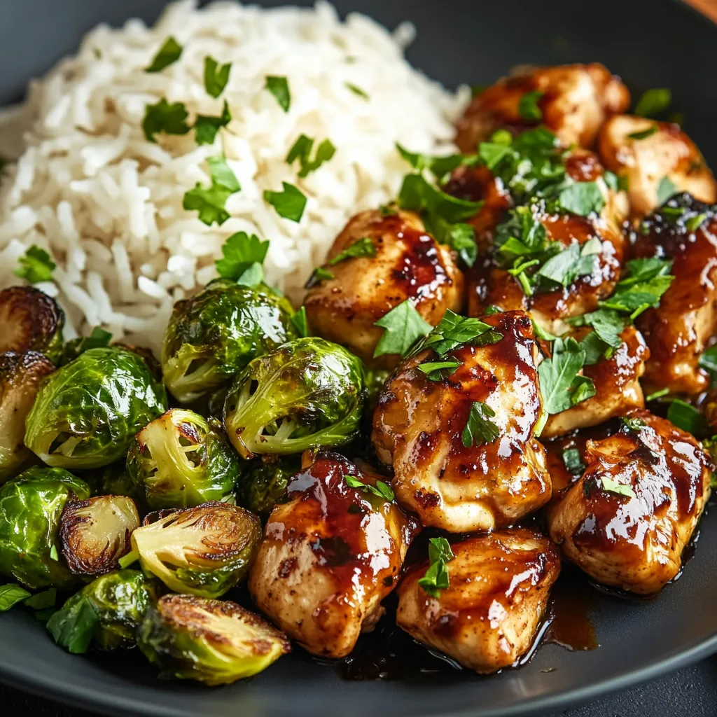 Air Fryer Sweet Chili Chicken and Brussels Sprouts
