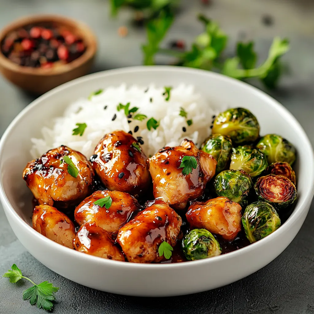 Air Fryer Sweet Chili Chicken and Brussels Sprouts
