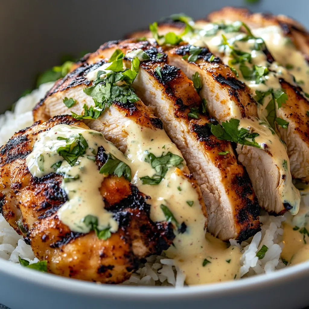 Easy Chicken Rice Bowls Creamy Garlic Sauce Recipe