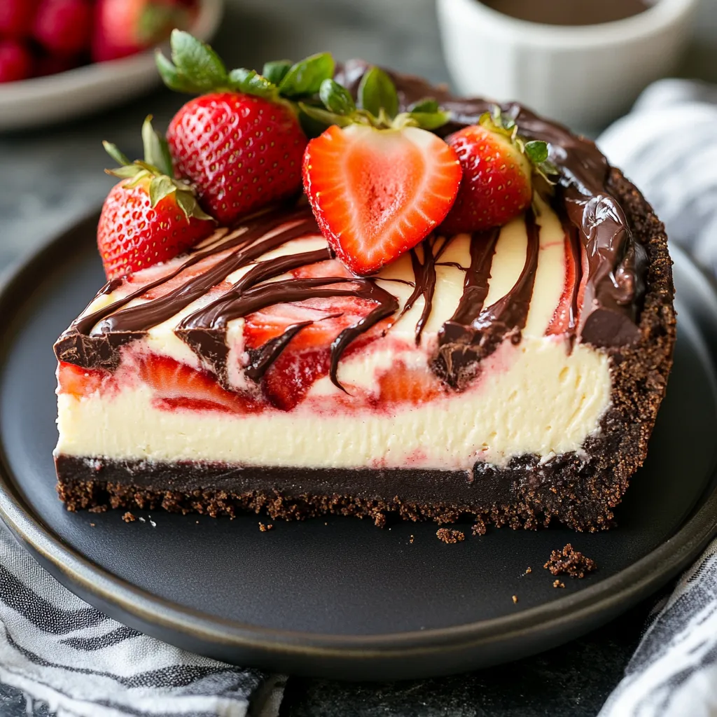 7 Steps to Perfect Chocolate Strawberry Swirl Cheesecake | Easy Recipe