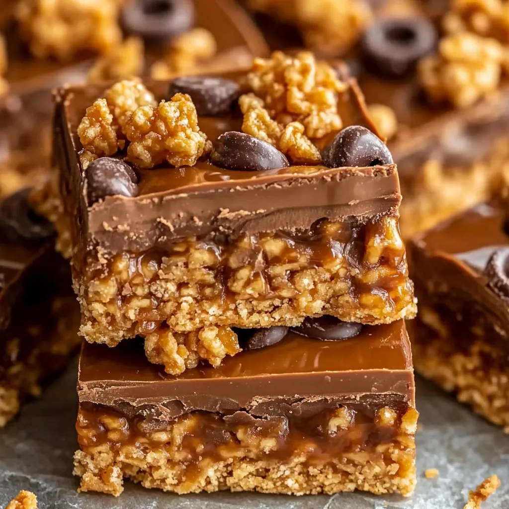 AMAZING 15-Minute Caramel Chocolate Crunch Bars Recipe!