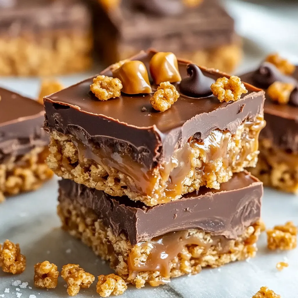 AMAZING 15-Minute Caramel Chocolate Crunch Bars Recipe!