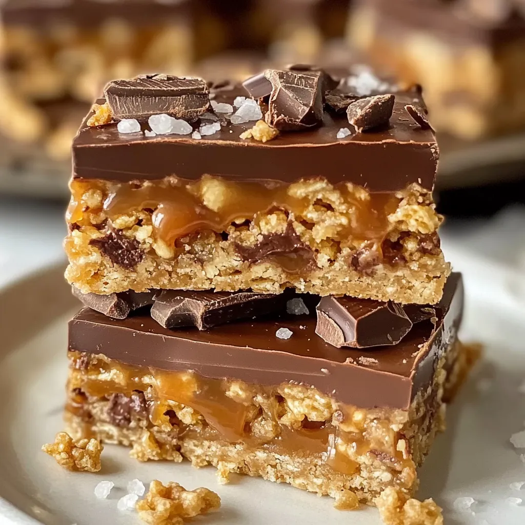 AMAZING 15-Minute Caramel Chocolate Crunch Bars Recipe!
