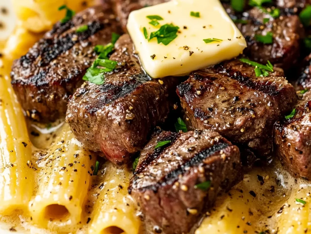 "Delicious Garlic Butter Steak Tips with Cheesy Rigatoni: 30-Minute Recipe" 7 Delicious Garlic Butter Steak Tips with Cheesy Rigatoni: 30-Minute Recipe