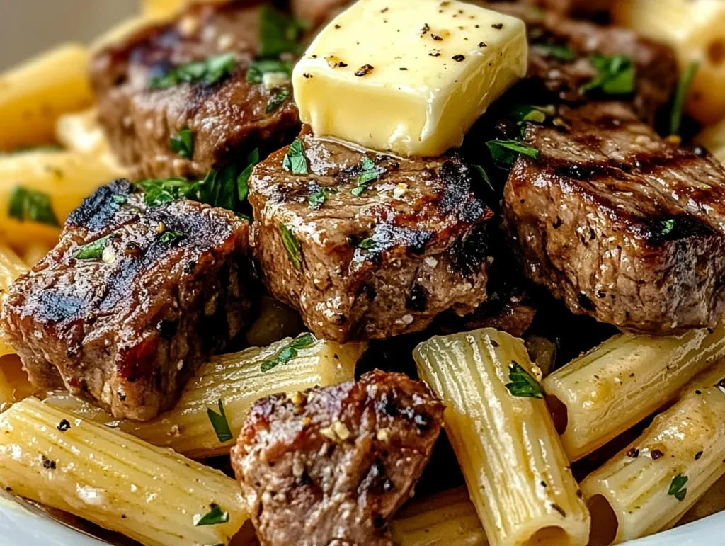 "Delicious Garlic Butter Steak Tips with Cheesy Rigatoni: 30-Minute Recipe" 6 Delicious Garlic Butter Steak Tips with Cheesy Rigatoni: 30-Minute Recipe