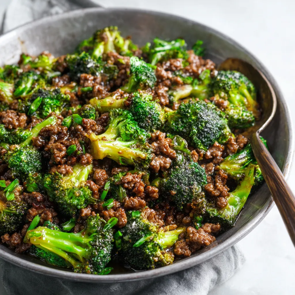 Ingredients Ground beef and broccoli